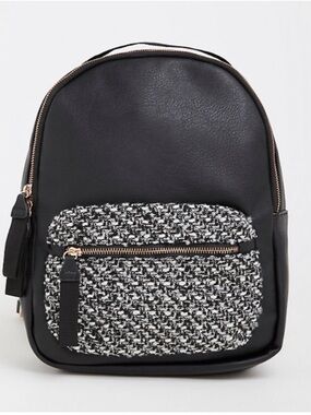 Nwt Torrid Tweed Pocket Faux Leather Backpack